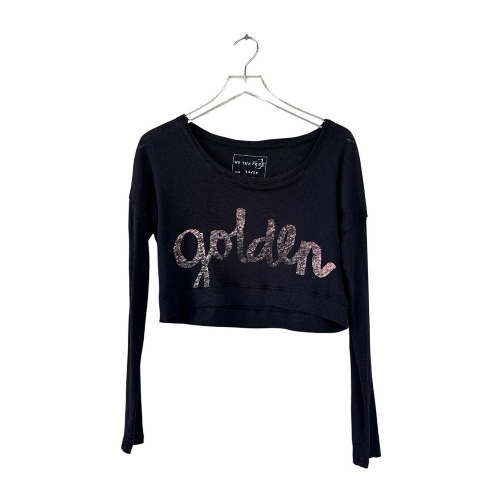 We the Free Golden Cropped Long Sleeve Tee Size XS